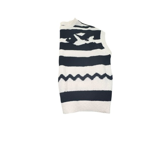 Maeve Anthropologie Navy Fish motif cap sleeve sweater LP - Picture 3 of 7